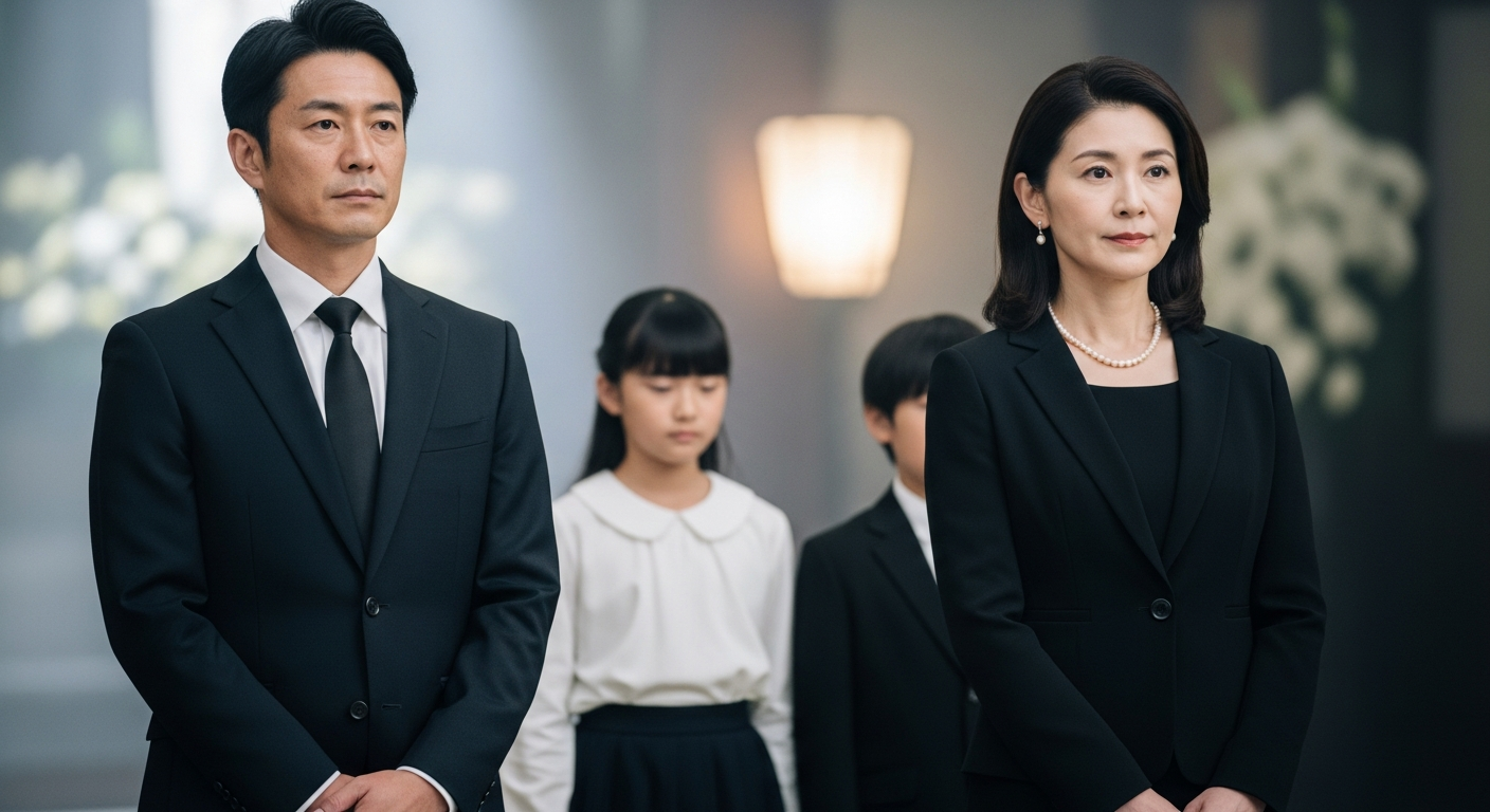 七回忌の服装マナーを解説する男女と子供のフォーマルウェア, 7th-memorial-dress-code.jpg