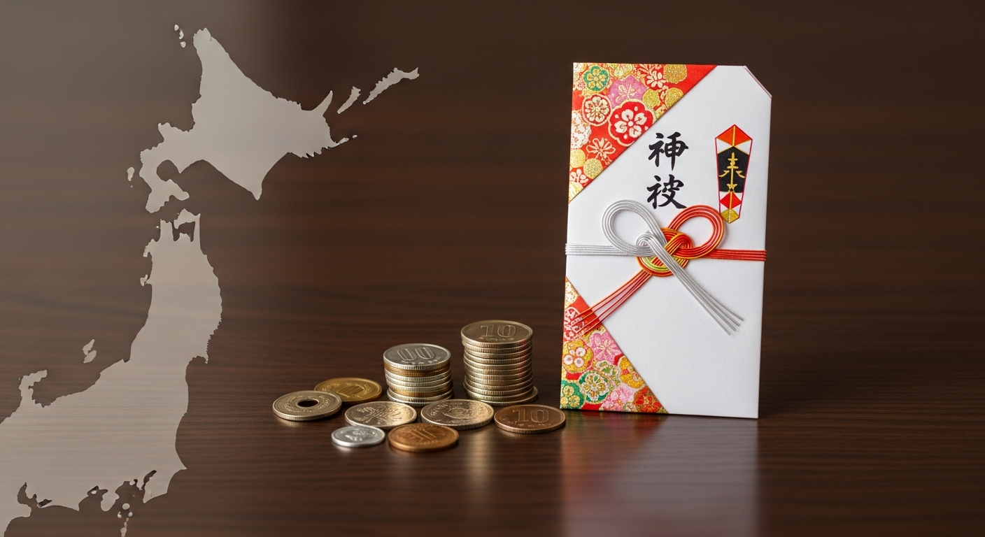 九州の風習「目覚まし」のために用意された不祝儀袋とお供え物